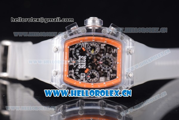 Richard Mille RM 011 Felipe Massa Flyback Chronograph Swiss Valjoux 7750 Automatic Sapphire Crystal Case with Skeleton Dial Arabic Number Markers and Aerospace Nano Translucent Strap - Click Image to Close